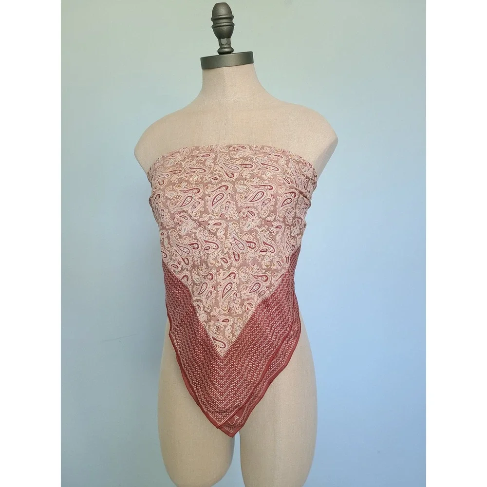 VTG Diane Von Furstenberg Silk Scarf Pink Paisley Square Western 70's Festival - Picture 2 of 4